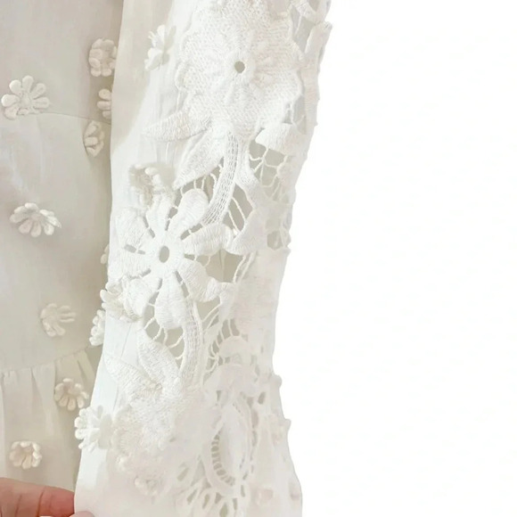 Cami NYC Carolina Floral Applique White Long Sleeve Mini Dress Size Small - Picture 11 of 16